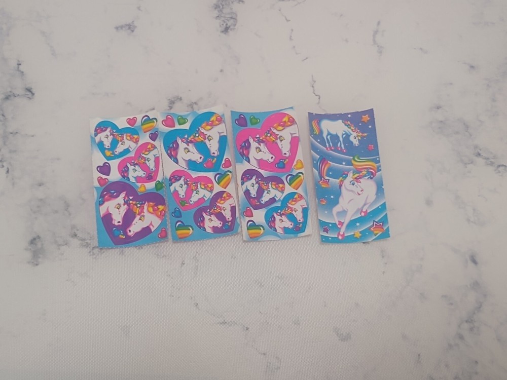 Vintage Lisa Frank Unicorn Rainbow Heart Stars Stickers