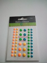 Eyelet Outlet Sticky Back Enamel Dots Multiple Bright Orange Yellow Blue Green