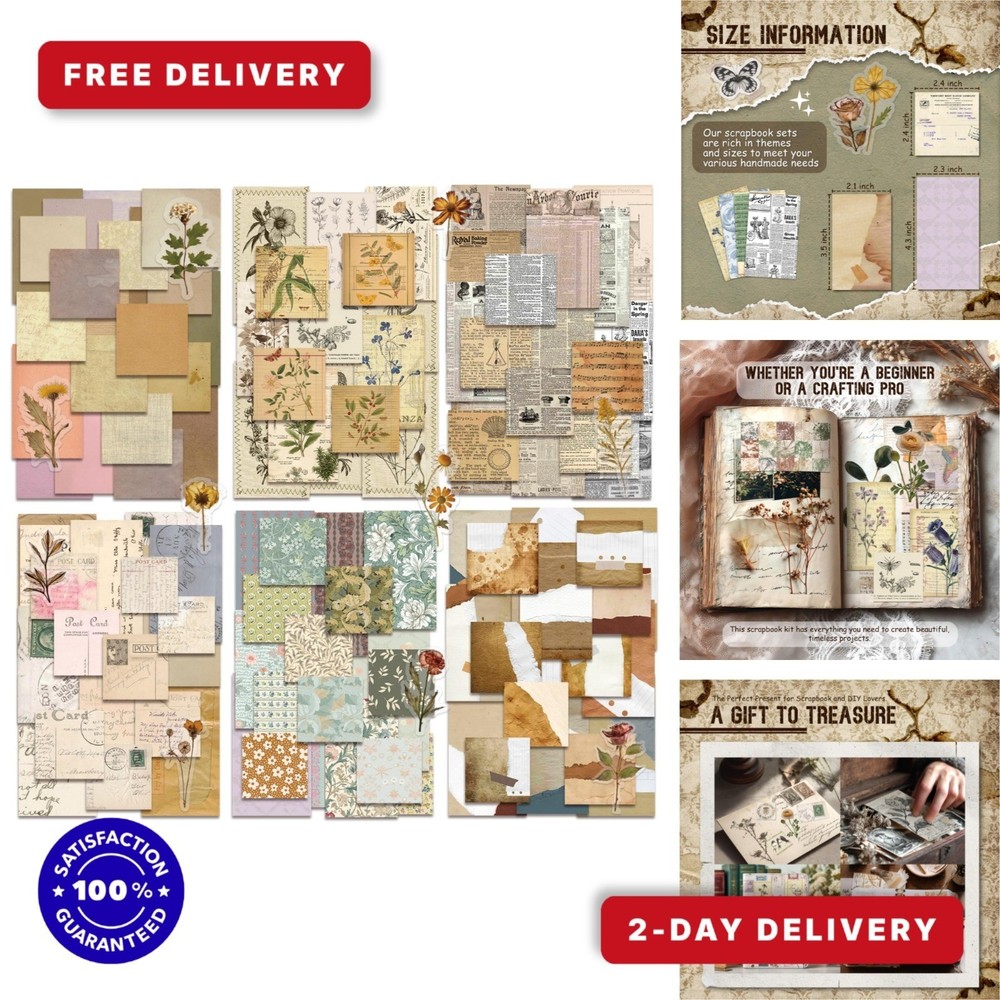 450 PCS Vintage Scrapbook Supplies Kit for Crafting & Journaling