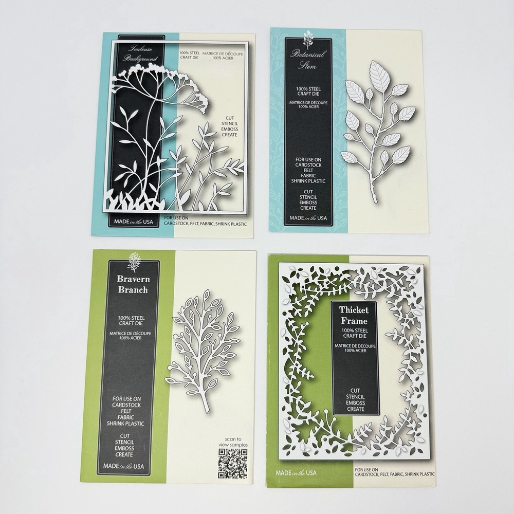 Memory Box Dies LOT of 4 Toulouse Background Botanical Stem Branch Floral Frame
