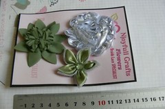 Metallic SILVER & OLIVINE GREEN Mix 50-65mm Across 3 Satin, Organza Flowers SF3A