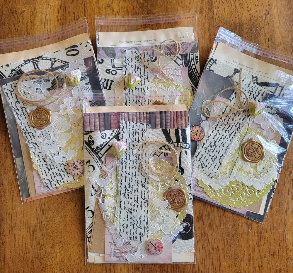 Dark Academia Junk Journal Kit Vintage Ephemera Pack Antique Book Pages SET OF 4