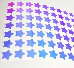 White/Blue Holographic Star Stickers! ~ 0.3 to 1.5 inch Custom Size