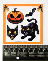 Black Cats & Bat Halloween Frame Sticker Sheet
