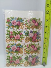 Vintage PZB Pastel Flower Cart Scraps ~ Germany
