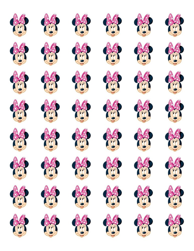 48 MINNIE MOUSE FACE PINK BOW ENVELOPE SEALS LABELS STICKERS 1.2″ ROUND