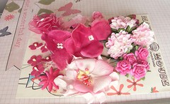 ROSE & Lt PINK Mix & BUTTERFLY 25Flowers 9Styles PAPER SILK Flowers 5-55mm B HH4