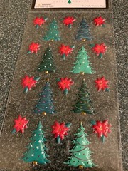 CHRISTMAS PAPER CRAFTS STICKERS TREE PUFFY POINSETTIA CHRISTMAS TREES PUFFY 20PC