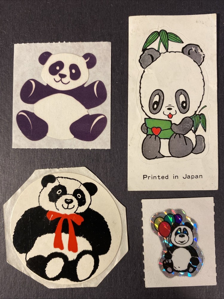 Vintage PANDA BEAR Sticker LOT Scrapbook Planner Craft Stickers