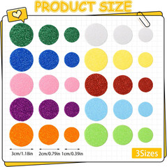 480 PCS round Foam Stickers, Glitter Foam Shape Stickers for Crafts