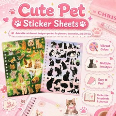 Cat Sticker Book, 30 Pages Over 800 Cute Die Cut Stickers with 3 Style 1