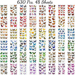 Butterfly Stickers(635PCS, 48 Sheets)Flower Stickers for Scrapbooking Journaling