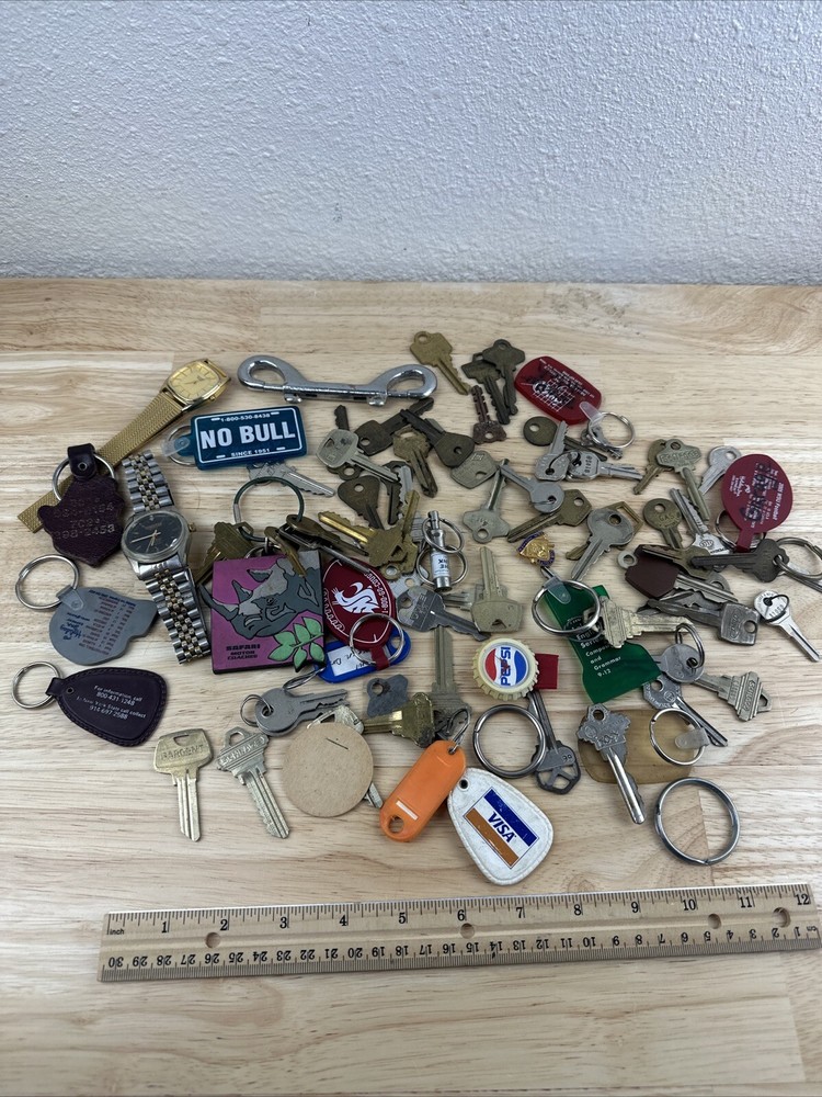 Grandpas Junk Drawer Journal Vintage Supplies, Keys Blanks, Watches, Keychains +