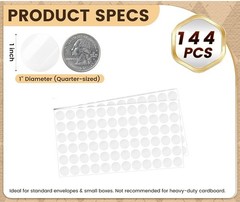 144 Pcs Clear Retail Package Seals 1″Inch Premium PET Transparent Oil-Based Glue