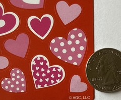 PINK/WHITE HEART ASSORTMENT Stickers(24pc) AGC•Valentines•Love•Card Making•