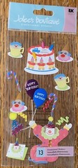 RARE Jolees Clown Birthday Ice Cream Cake Balloon Happy Party Scrapbook Stickers