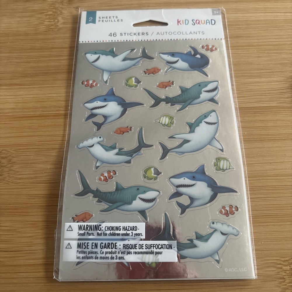 Kid Squad Shark Stickers Foil Accent – 2 Sheets 46 Stickers (American Greetings)