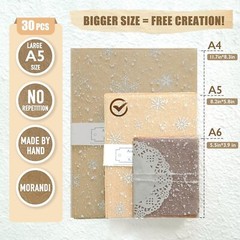 Elegant Morandi Color A5 Scrapbook Paper & Fabric Set, 30 Sheets for DIY Crafts
