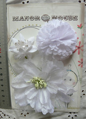 Mixed WHITE Fabric Organza 3 Flower Pack 5-10cm across Manor House