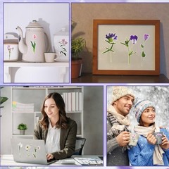 120 Colorful Transparent Flower Stickers for Scrapbooking and Craft Projects