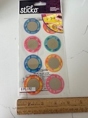 Sticko Dimensional Sticker 8 PC Scratch off Labels Blue Pink Orange Scrapbooking