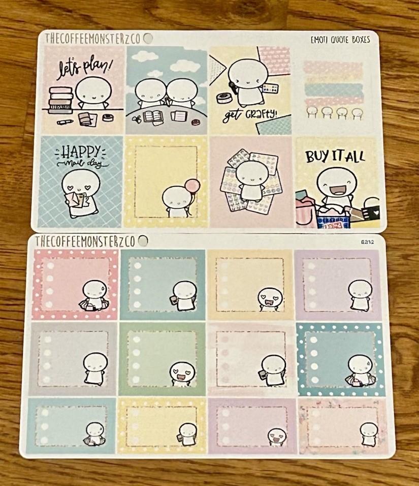 TheCoffeeMonsterzCo Emoti Quote Boxes Stickers Kit TCMC (2) Sticker Sheets