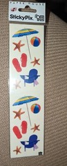 Paper House Sticky Pix Stickers Beach Chair umbrella ball flip flops New in pack