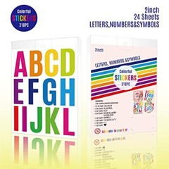 24 Sheets Self Adhesive Letters Stick on Vinyl Letters Capital 2 Inch Colorful
