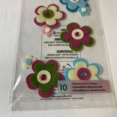 Jolees Layered Spring Flowers Stitched Purple Blue Pink Yellow Scrapbook Sticker