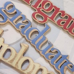 NEW Lot 2 Pkg Lil Davis Vintage Wood Words GRADUATION Congrats Diploma -G