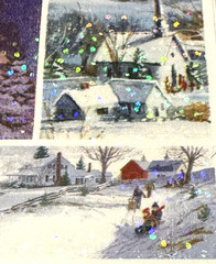 Hallmark Stickeroni Stickers Christmas Winter Farm Church Greeting Card 2 Sheets