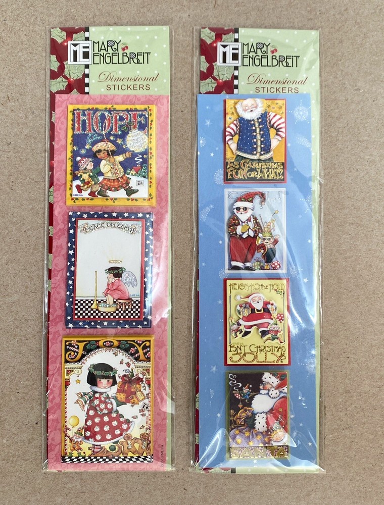 Mary Engelbreit Dimensional Stickers Lot of 2 Christmas & Hope Peace Joy