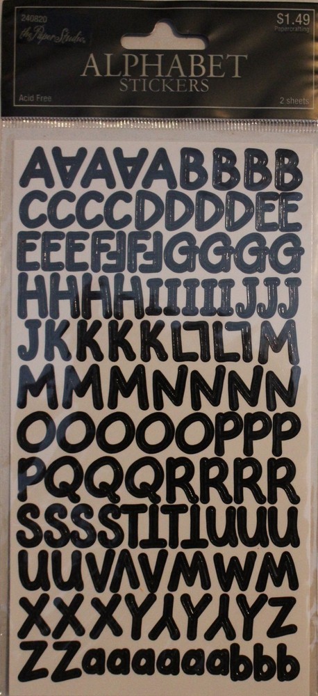 New Paper Studio alphabet scrapbook stickers Black ZENDITION 2 sheets