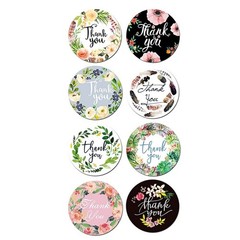 2 Roll of 1000 pcs 1″ Assorted Floral Thank You Stickers Round Sealing Labels US