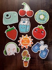 STICKERS x 10 Cherry Tomato Strawberry Milk Headphones Mitten Flower 23V8