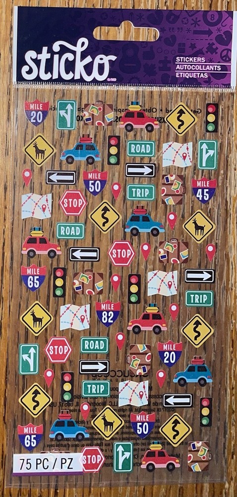 Sticko MINI ROAD TRIP TRAVEL ICONS VACATION TRAVEL Car Signs Map Luggage Sticker