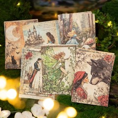 Vintage Fairy Tale Decoupage Scrapbook Paper Set – 180 Sheets Fantasy Cryptid