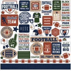 (1) 12×12 Sheet of Echo Park Paper FOOTBALL Theme Scrapbook Element Stickers