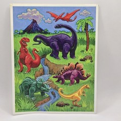 Vintage Hallmark Dinosaur Sticker Sheet Bright Colors
