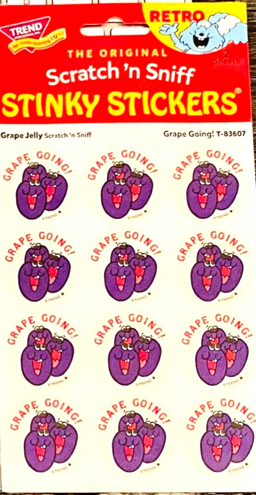 Scratch n Sniff RETRO STINKY STICKERS, GRAPE JELLY Grape Going Scented