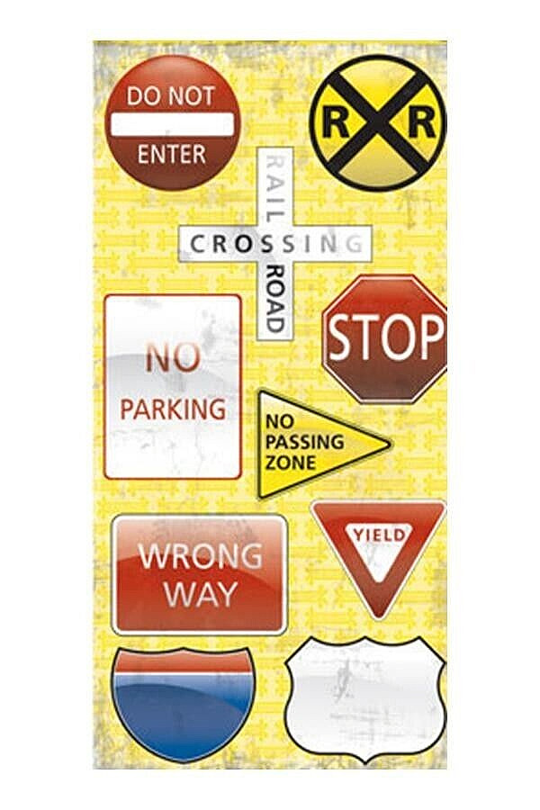 Reminisce ROAD SIGNS Chipboard Stickers – 10 pcs
