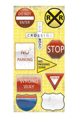 Reminisce ROAD SIGNS Chipboard Stickers – 10 pcs