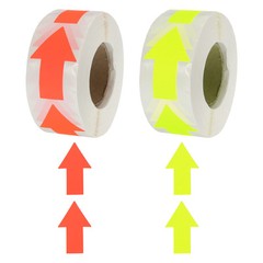 2Pcs Arrow Sticker Labels 500 Count/Roll 1.3×2 Inch Fluorescent Yellow/Red