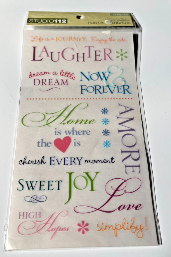STUDIO 112 Rub on Transfers CHERISHED MEMORIES 18 piece set
