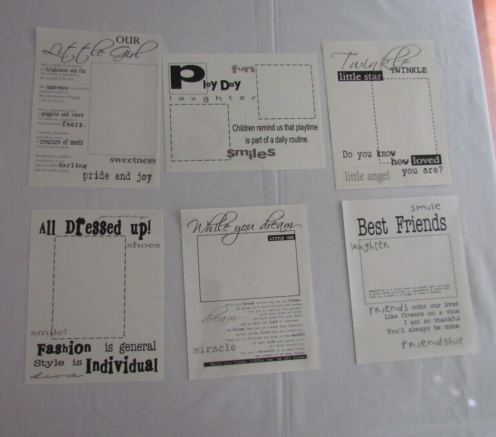 Scrapbooking Transparency Overlay 6pc Little Girl Dress Up Play Day Dream LOT C