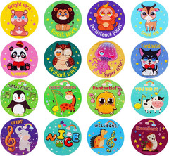 1000 Cute Animal Stickers – 1″ Diameter, 2 Rolls, 16 Designs