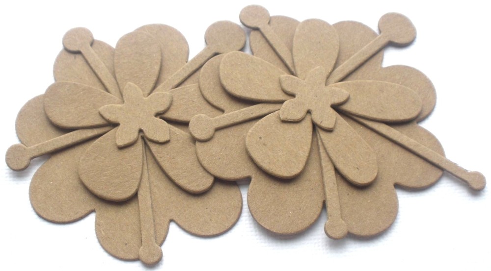 {3 Sets} DECORATIVE FLOWER – Bare Layered Unfinished Chipboard Die Cuts