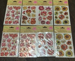 Sunflowers Daffodils Flowers Magic On Rub-0n Permanent Stickers 3D Metallic Lot