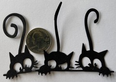 THREE CAT Die-Cuts(3pc)Howling •Kitten•Animal•House-cat•Outside •Feline•Fuzzy•￼