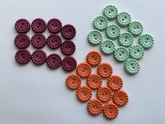 Stampin Up SYCAMORE STREET BUTTONS 35pcs 5/8in Pool Party Razzleberry Tangerine